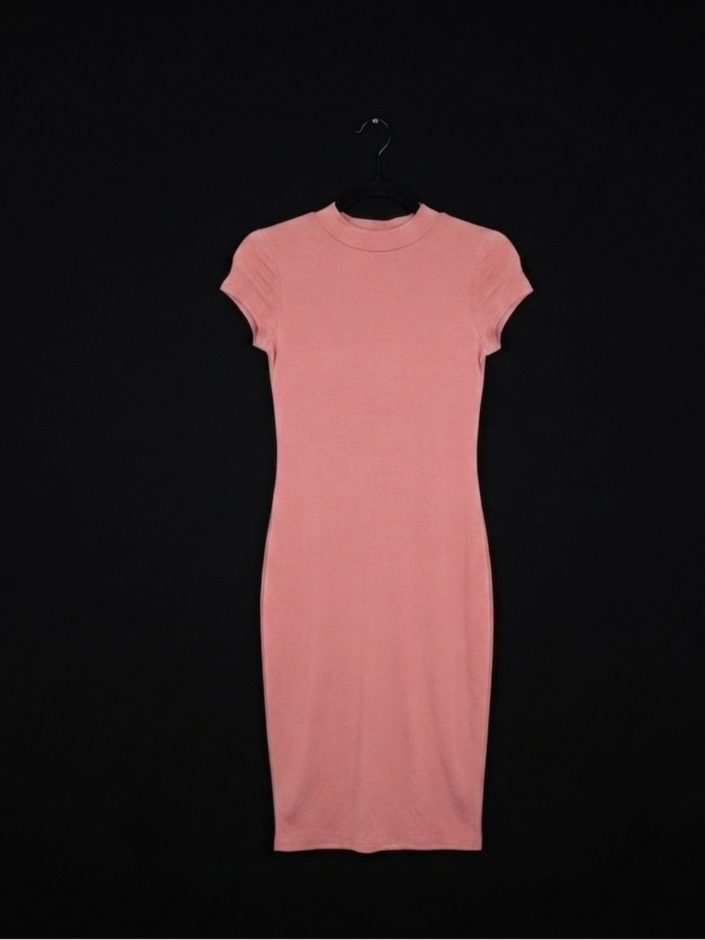 Iris Basic Slim Short-Sleeve Midi Dress in Rose Pink Size Large NWT
